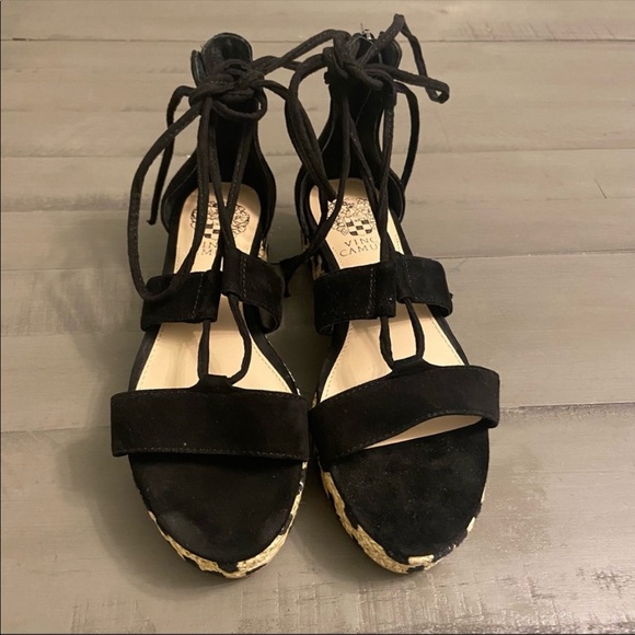 Vince Camuto Women’s Kellia Espadrille Platform Sandal in Black Suede - Picture 6 of 9